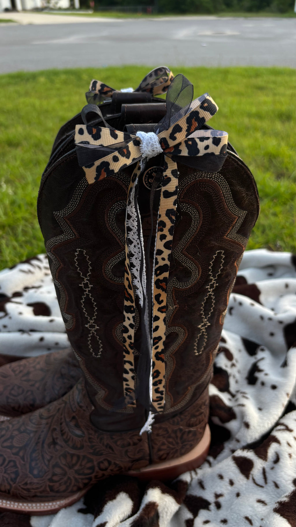 Cheetah print Boot Bows