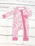 Baby Pink Western  Zip Sleeper: 0-3M