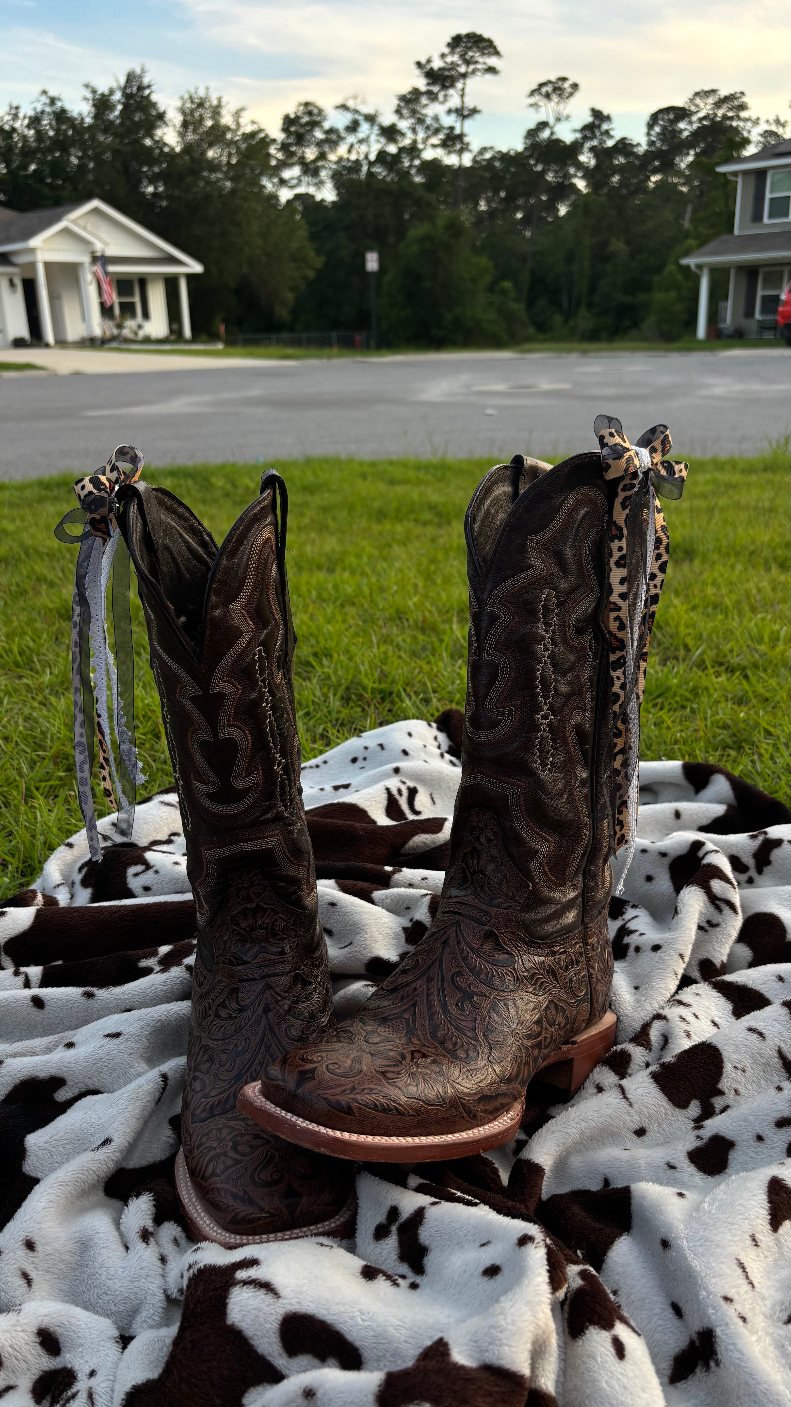 Cheetah print Boot Bows
