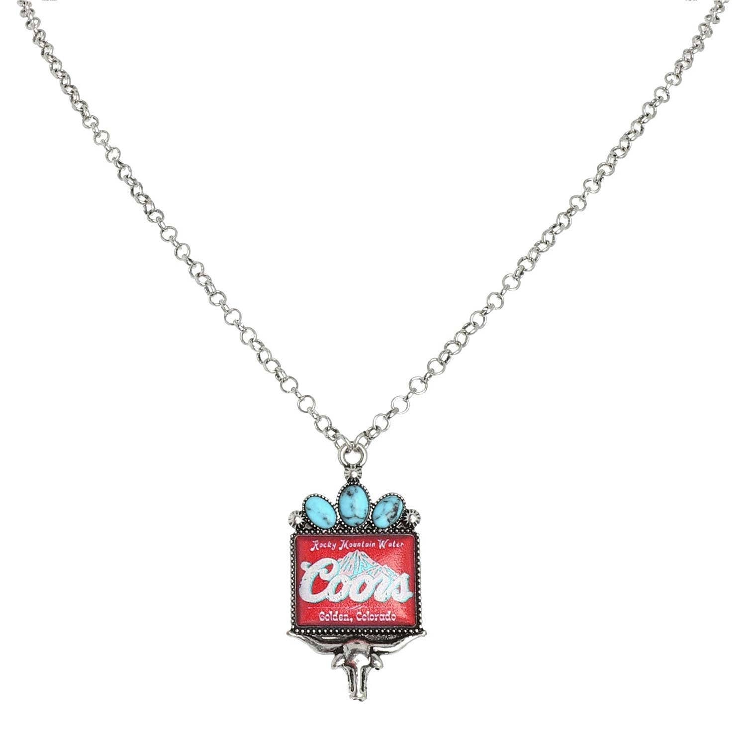 Western Longhorn Coors Water Pendant Necklace