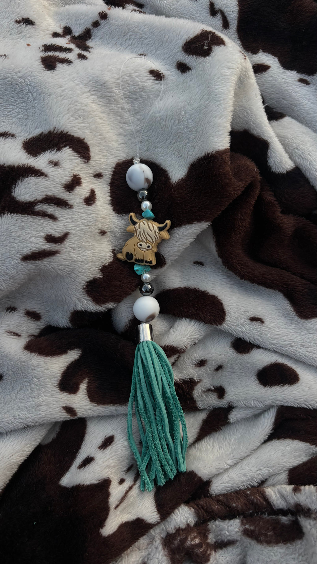Baby Turquoise Cow Tumbler Tassel