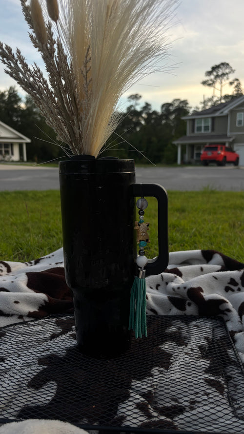 Baby Turquoise Cow Tumbler Tassel