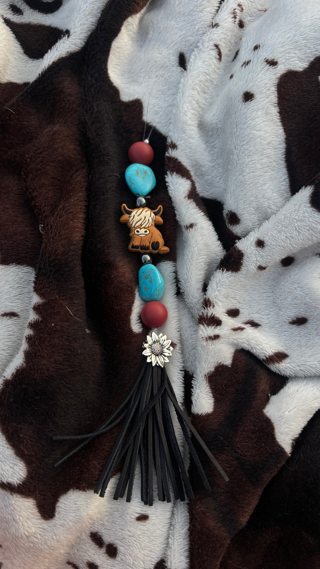 Turquoise Cow Tumbler Tassel