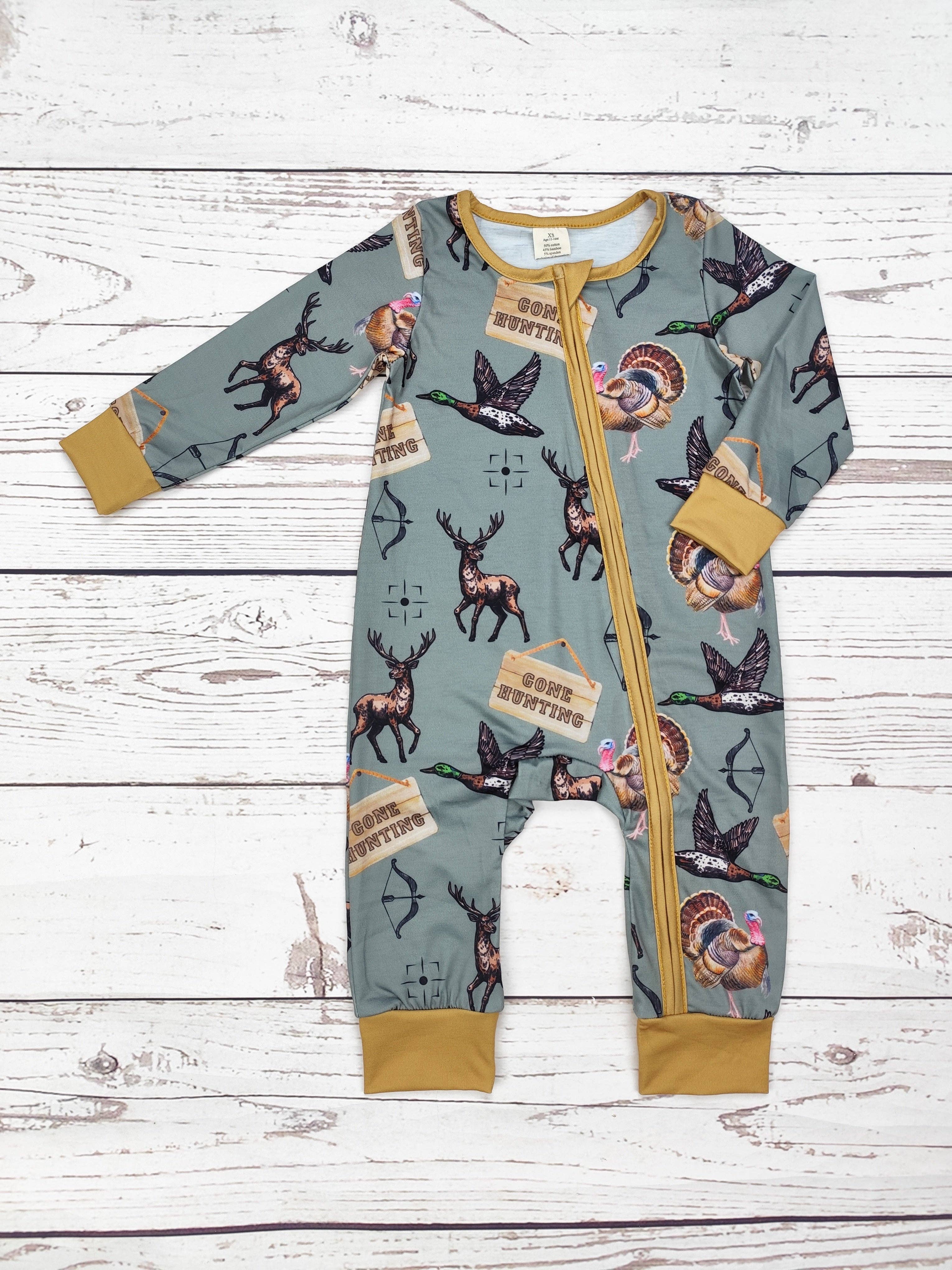Baby Boy Gone Hunting Zippy Sleeper: 0-3M