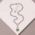 Western Turquoise Crystal Snaffle Bit Pendant Necklace